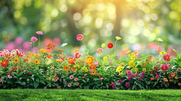 Vibrant Colorful Flowering Garden Field Image