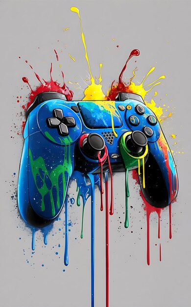 A vibrant and colorful game controller