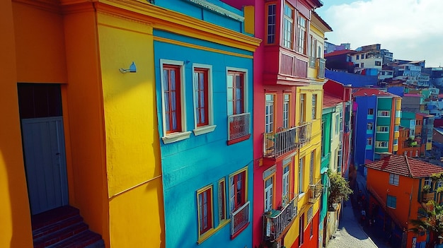 Photo vibrant colorful houses of valparaiso chile a stunning architectural display