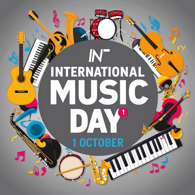 Vibrant and Colorful Illustration Honoring International Music Day