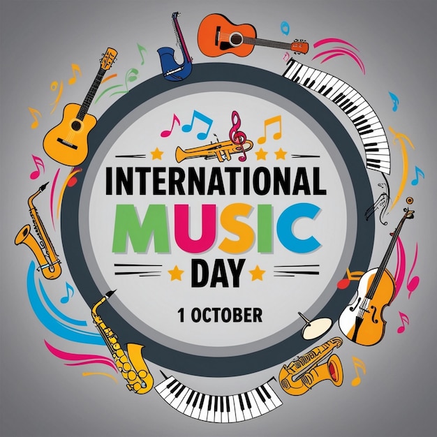 Vibrant and Colorful Illustration Honoring International Music Day