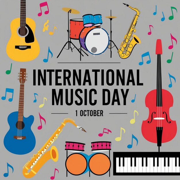 Vibrant and Colorful Illustration for International Music Day Celebration