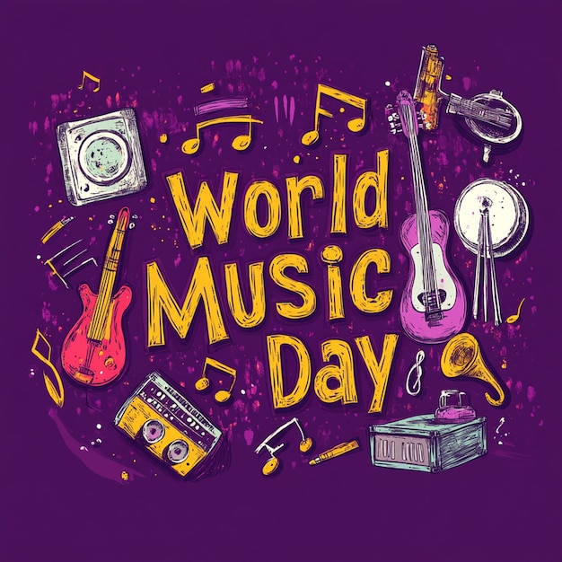 Photo vibrant colorful illustration of world music day