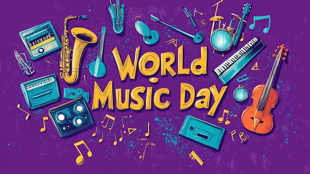 Vibrant colorful illustration of World Music Day