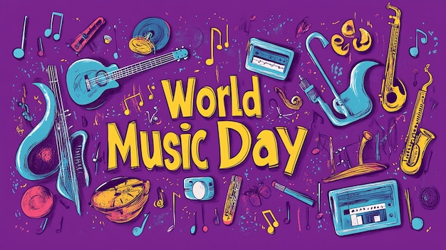 Photo vibrant colorful illustration of world music day