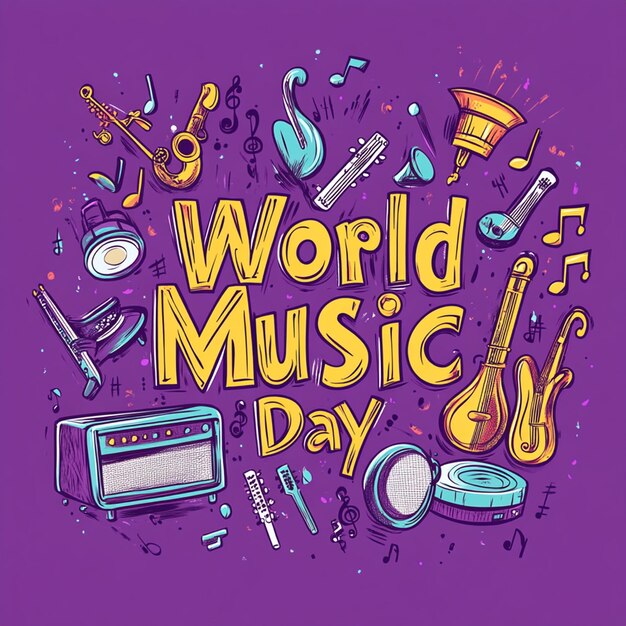 Photo vibrant colorful illustration of world music day