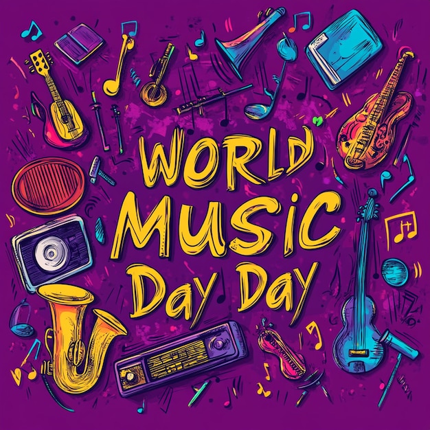 Photo vibrant colorful illustration of world music day