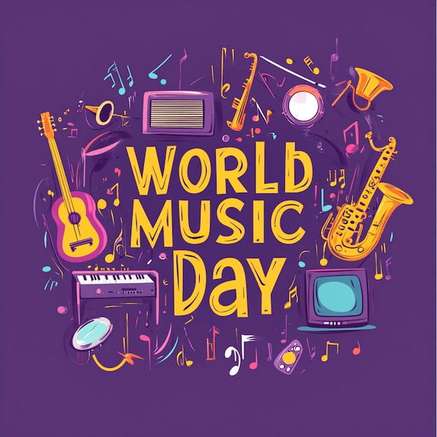 Photo vibrant colorful illustration of world music day