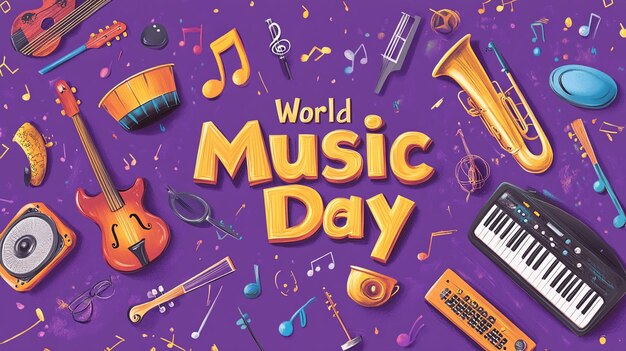 Photo vibrant colorful illustration of world music day