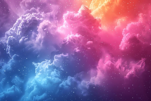 Vibrant Colorful Nebula Clouds in Outer Space with Starry Background