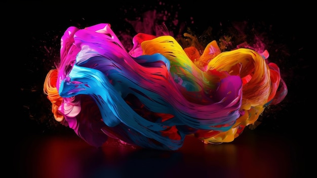 A vibrant and colorful object set against a dramatic black backdrop Generative ai