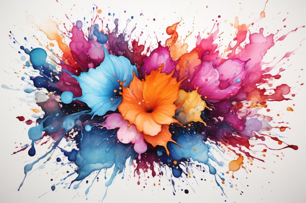 Vibrant colorful paint splashes on paper creative abstract artistic texture for design projects