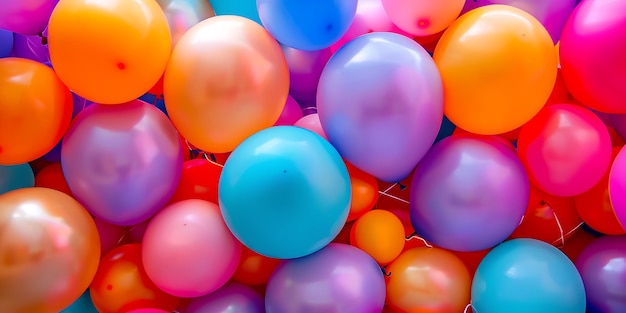 Photo vibrant colorful party balloons background for celebrations