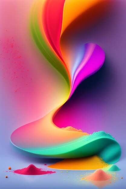 Vibrant colorful powder splash on isolated Black Background