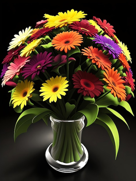 Vibrant colorful spring flowers in transparent vase Generative AI