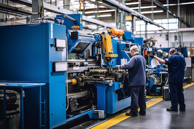 Photo a vibrant colorful sticker production line in a bustling industrial factory