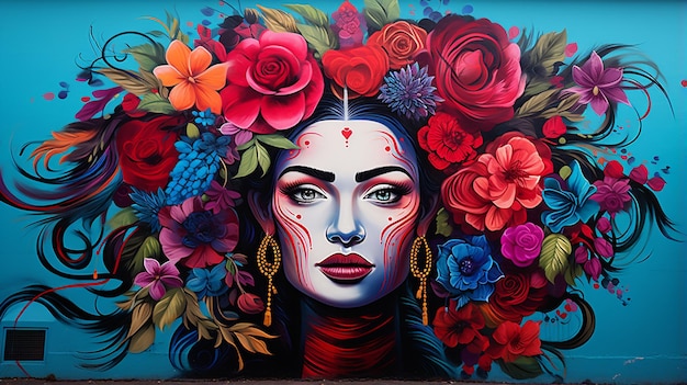 vibrant and colorful street wall art