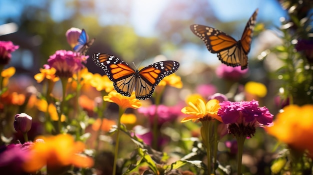 the vibrant colors of a butterfly garden on Earth Day