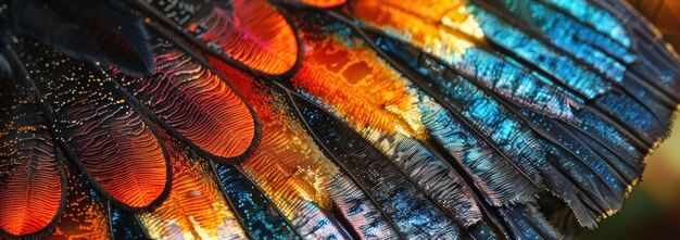 Photo vibrant colors of exotic bird feathers