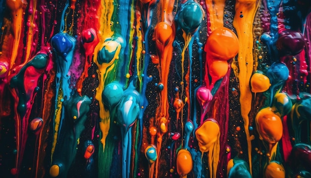 Vibrant colors splashing wet liquid in celebration fun generated by AI