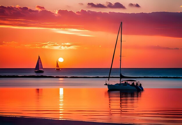 Photo vibrant colors of sunset on the ocean