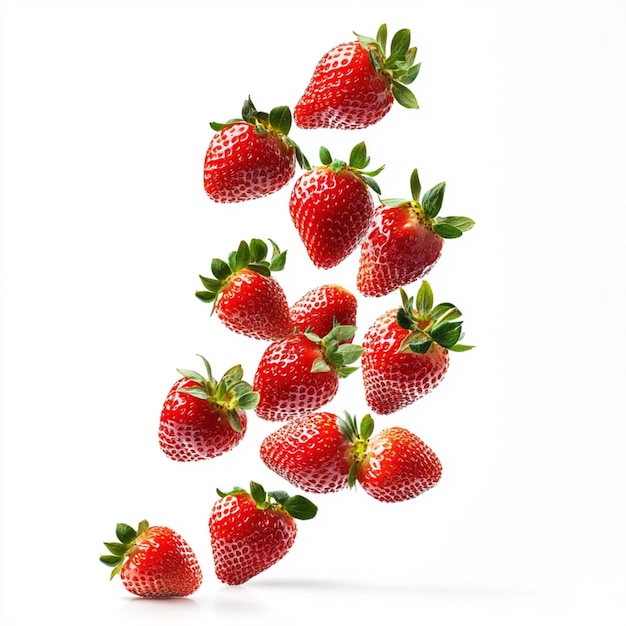 Photo vibrant commercial photo of strawberry in mid air