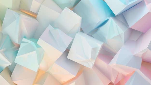 Photo a vibrant composition of faceted geometric forms in pastel hues creating an intricate and mesmerizing abstract landscape with a sense of depth