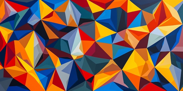 A vibrant composition of interlocking triangles and polygons creating a dynamic and visually stimul