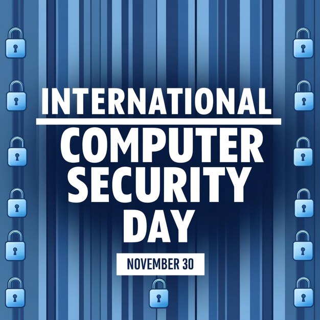 Photo vibrant computer security day background with typography and colorful shapes design celebrate international day of computer security