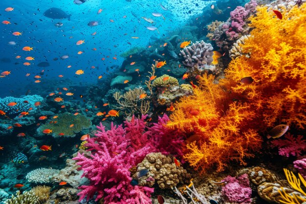 A vibrant coral reef with diverse marine life AI generated