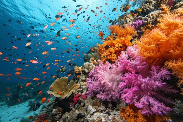 A vibrant coral reef with diverse marine life AI generated