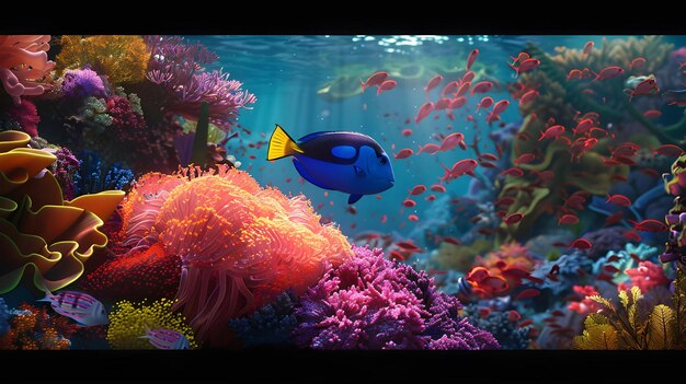 Vibrant coral reef with fish