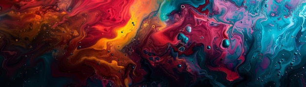 Vibrant Cosmic Fluid Art Panorama generative ai