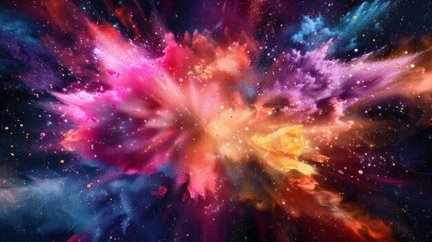 Photo vibrant cosmic nebula with colorful stars