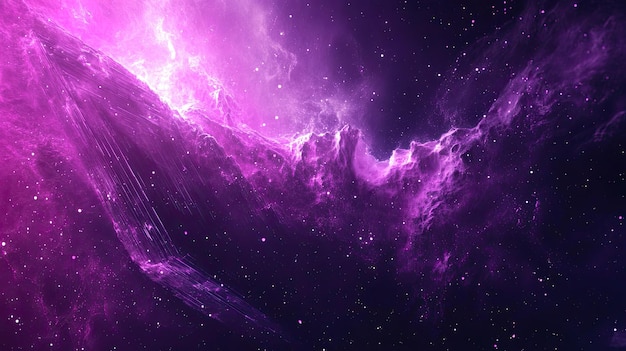 Photo a vibrant cosmic scene featuring swirling purple nebulae and stars in a dark space backdrop