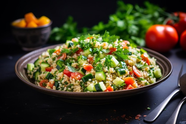 Vibrant Couscous Salad Created with Generative AI