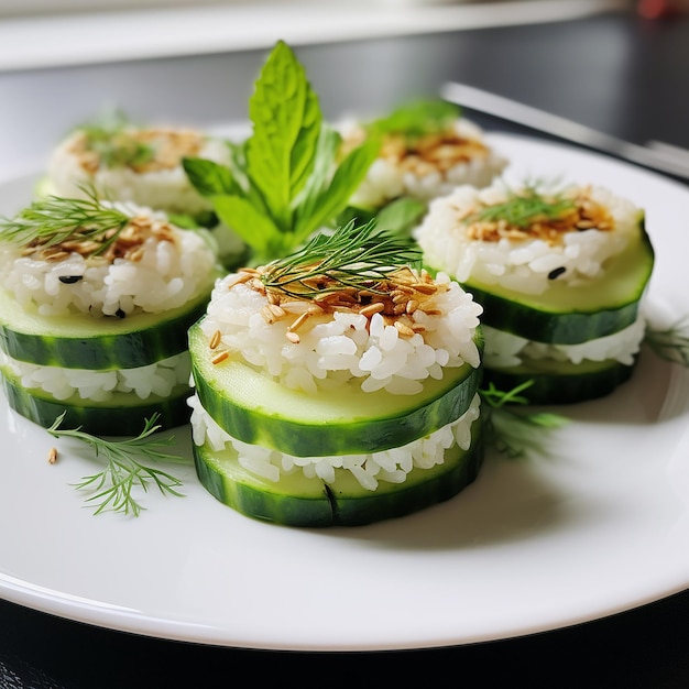 Vibrant Cucumber Delight Stuffed with Rice and Tempeh