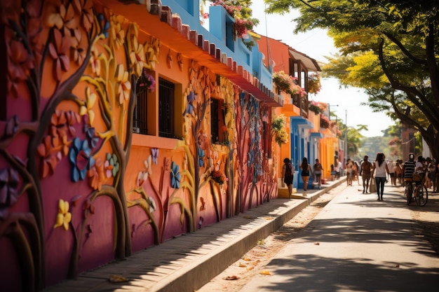 Vibrant Cultural Scene in Getsemani Cartagena generative IA