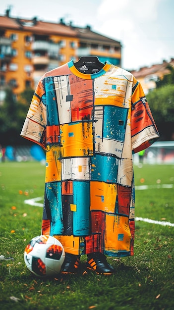 Photo vibrant custom soccer jersey with artistic design