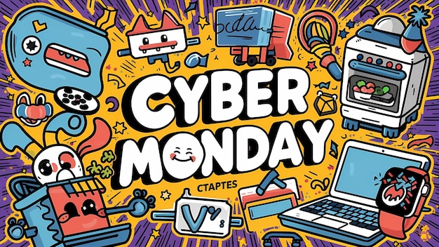 Vibrant Cyber Monday neon sign design for digital promotions