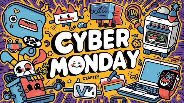 Photo vibrant cyber monday neon sign design for digital promotions