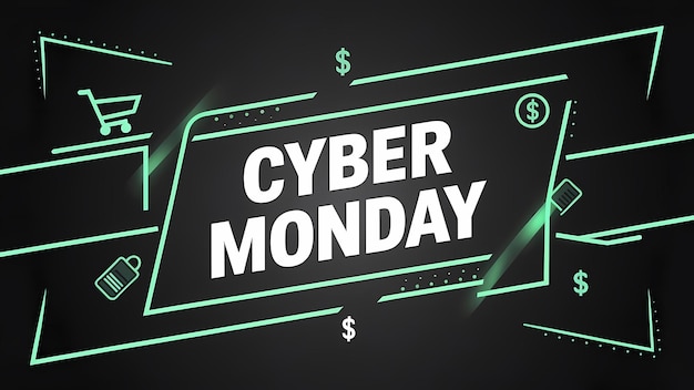 Photo vibrant cyber monday neon sign design for digital promotions