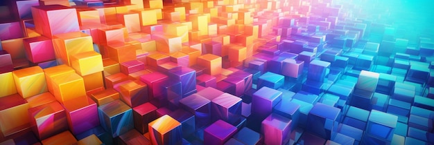 Vibrant d cubes texture in gradient colors abstract digital background generative ai