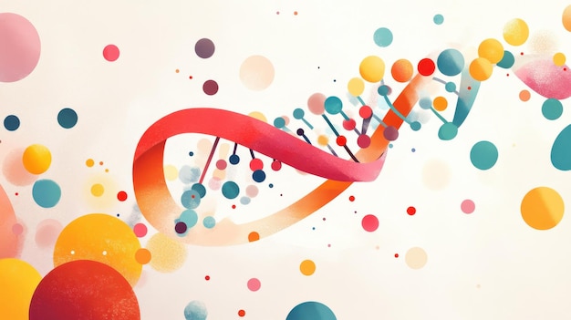 Photo a vibrant d illustration showing histones wrapping dna into nucleosomes capturing