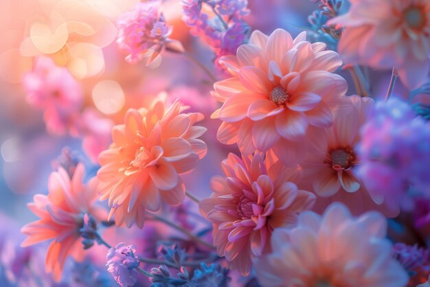 Vibrant Dahlia Blooms in Soft Pastel Hue