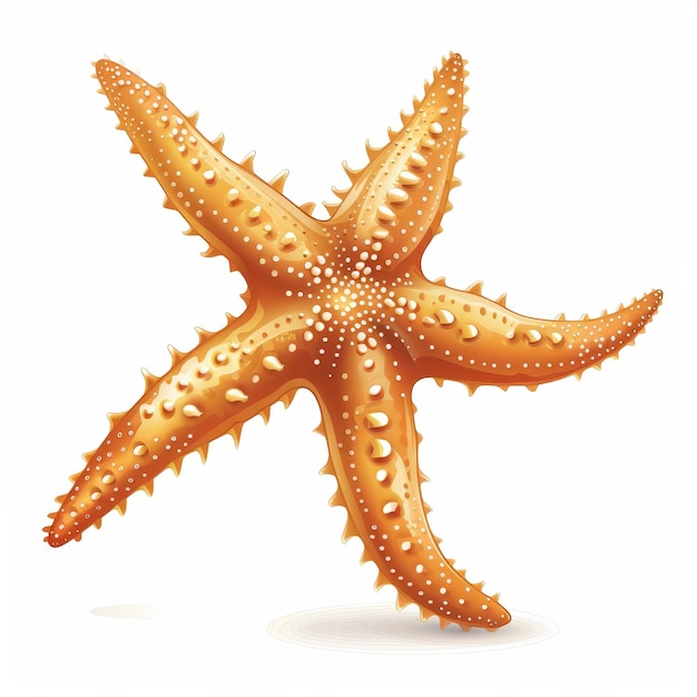 A vibrant detailed illustration of a starfish with spiky texture and bright orange color