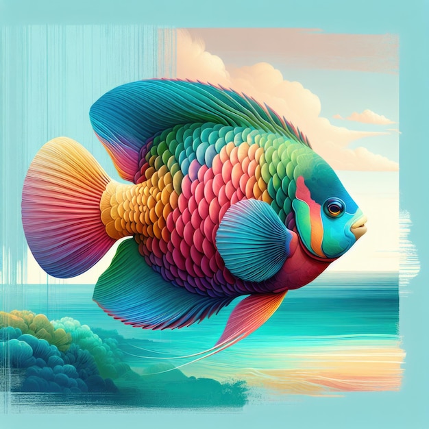 Vibrant Digital Art of a Tropical Fish