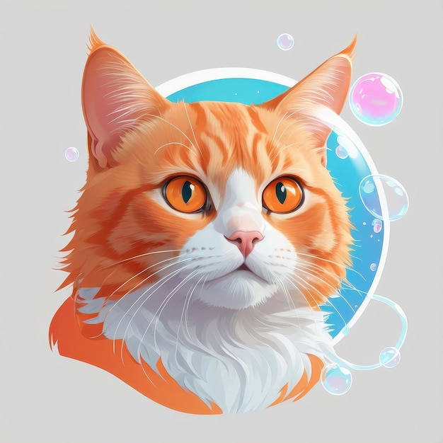 A vibrant digital illustration of a orange cat with subtle neon accents highlighting its fur and eyes Ai generative