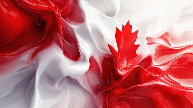 A vibrant display of the Canadian flag with swirling red and white colors symbolizing national pride and unity