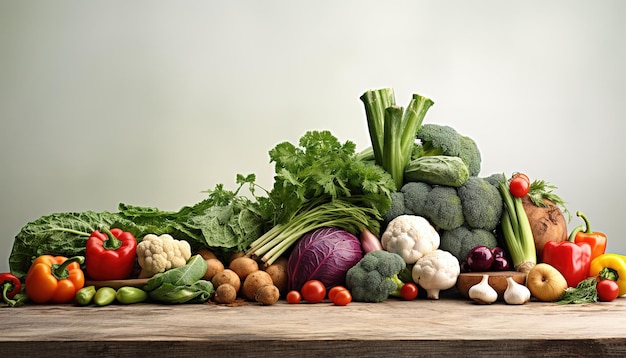 A vibrant display of fresh vegetables herbs and spices artistically arranged